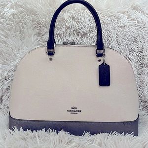 COACH Sierra Satchel Leather Geometric Color-block (“Chalk/Fog”) EUC!